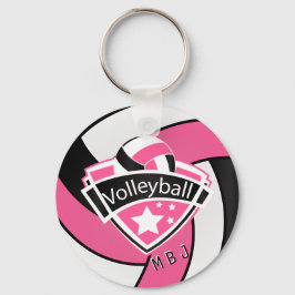 Volleyball - Monogram - Rosa, vit och svart Nyckelring