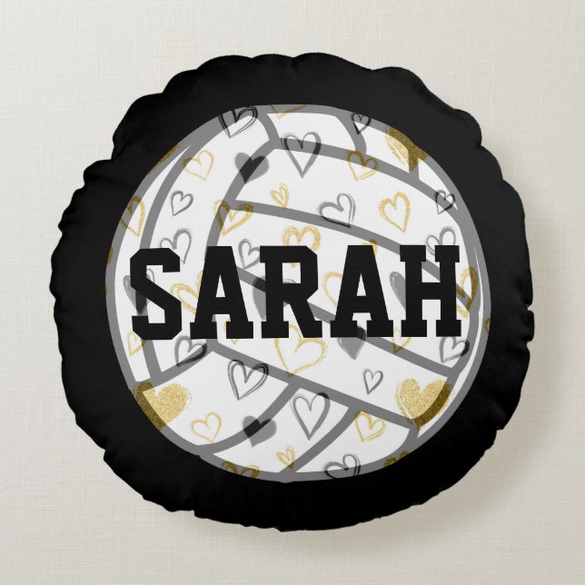 Volleyball Monogram Rund Kudde (Framsidan)