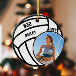 Volleyball Namn Jersey Number Photo Keepsaké Julgransprydnad Keramik<br><div class="desc">Den här designen har en bakgrund med volleyball och utrymme för ett namn, nummer och foto. Klicka på anpassningsknappen om du vill ha mer flexibilitet när du justerar texten! Det finns både variationer i denna design och samordnade produkter i vår butik, zazzle.com/store/doodlelulu. Kontakta oss om du behöver den här designen...</div>