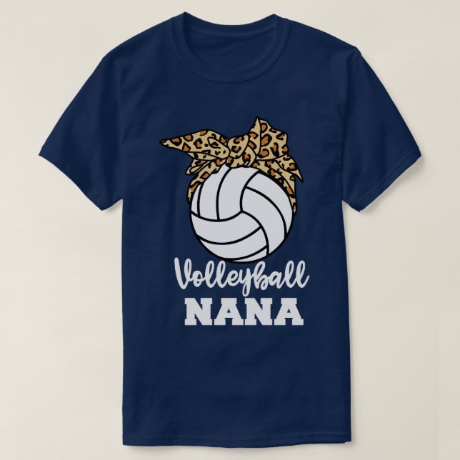 Volleyball Nana Funny Leopard Nana Långärmad T Shirt (Design framsida)