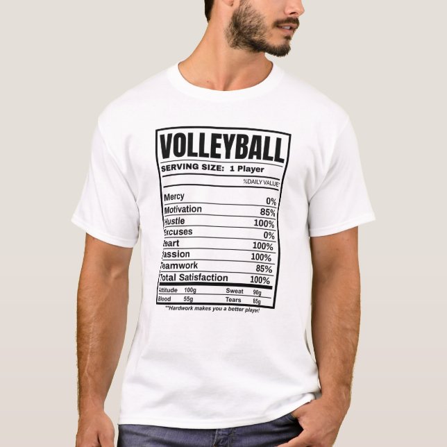 Volleyball Nutrition Facts T Shirt (Framsida)
