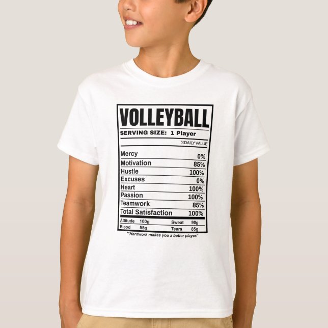 Volleyball Nutrition Facts T Shirt (Framsida)