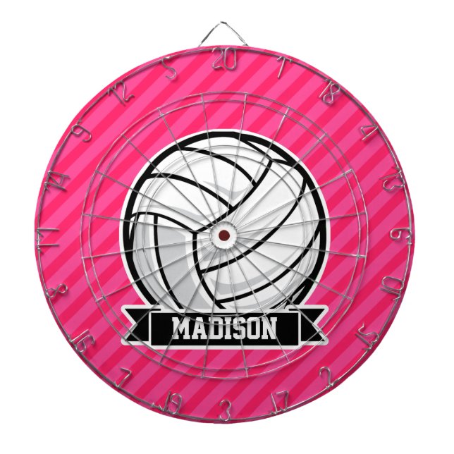 Volleyball på Neon Rosa Rand Darttavla (Framsidan)