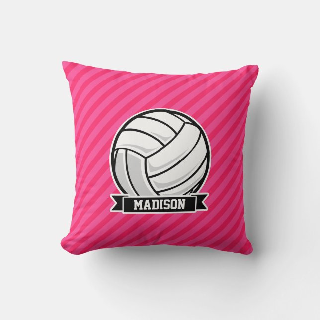 Volleyball på Neon Rosa Rand Kudde (Framsida)