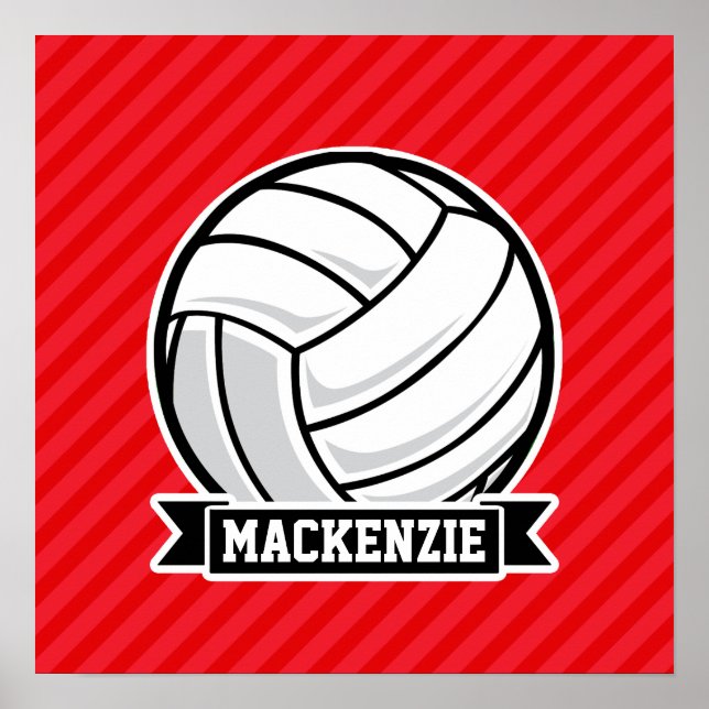 Volleyball på Red Diagonal Rand Poster (Framsidan)