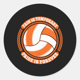 Volleyball - Pain temporärt Pride för evigt Runt Klistermärke