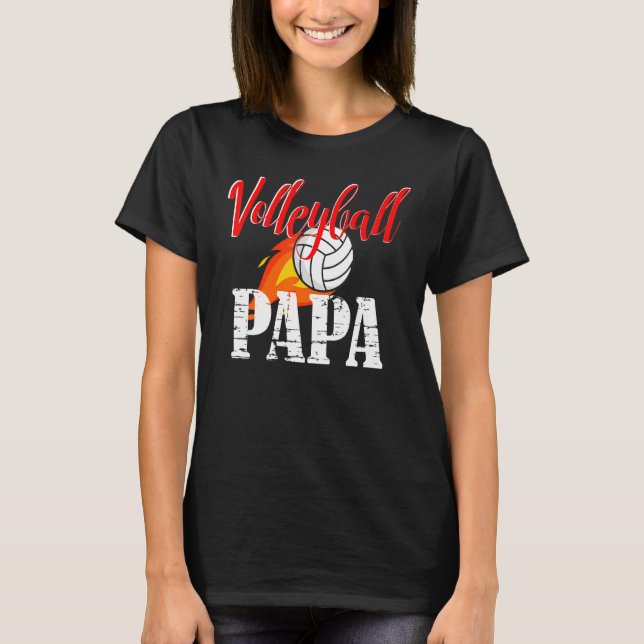 Volleyball Papa Volleyball T Shirt (Framsida)
