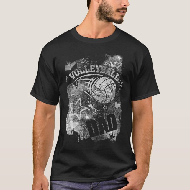 Volleyball Pappa, Black Grunge Volleyball T Shirt (Framsida)