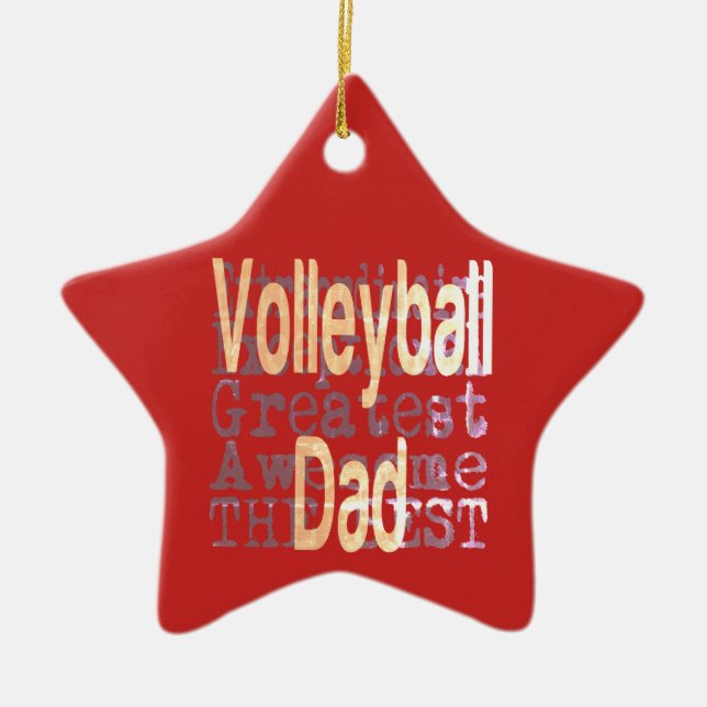 Volleyball Pappa Extraordinaire Julgransprydnad Keramik (Framsidan)