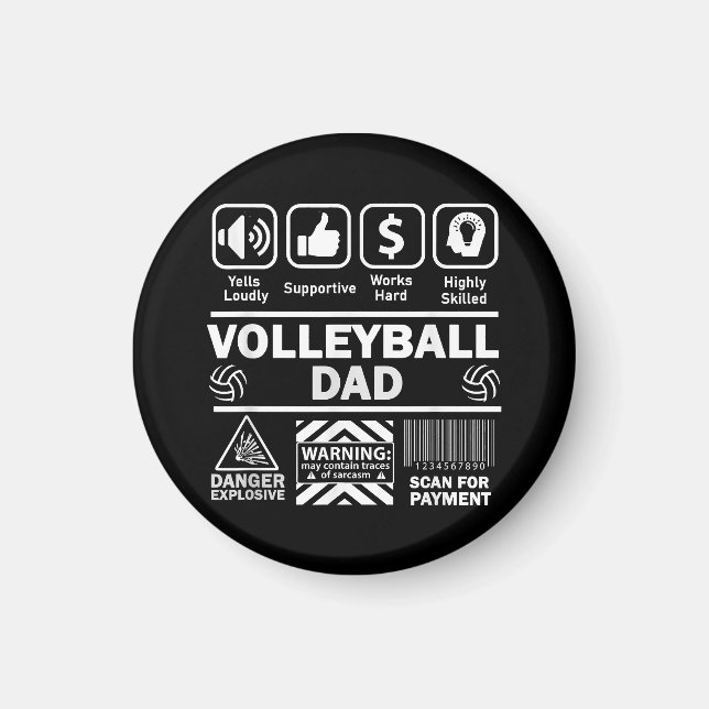 Volleyball Pappa Funny Innehåll i Idrotten Far Magnet (Framsidan)