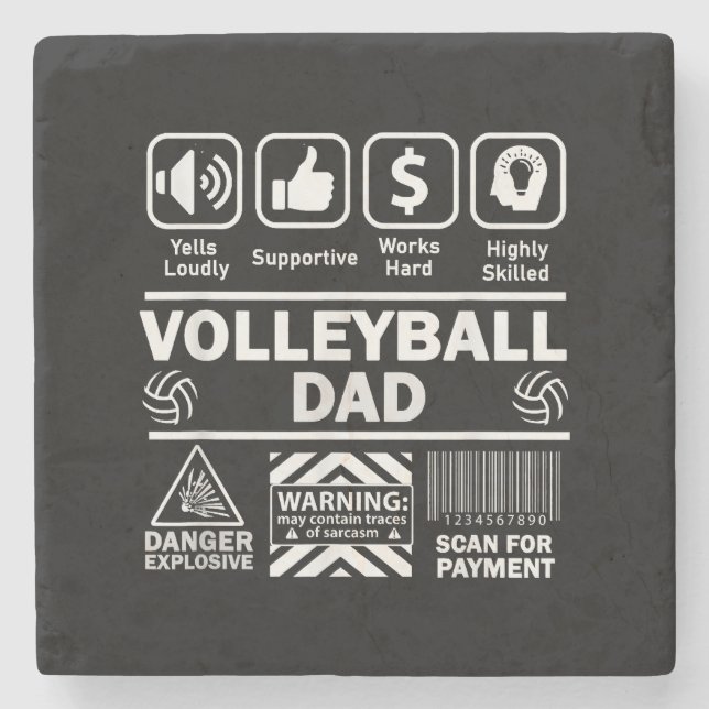 Volleyball Pappa Funny Innehåll i Idrotten Far Stenunderlägg (Framsidan)