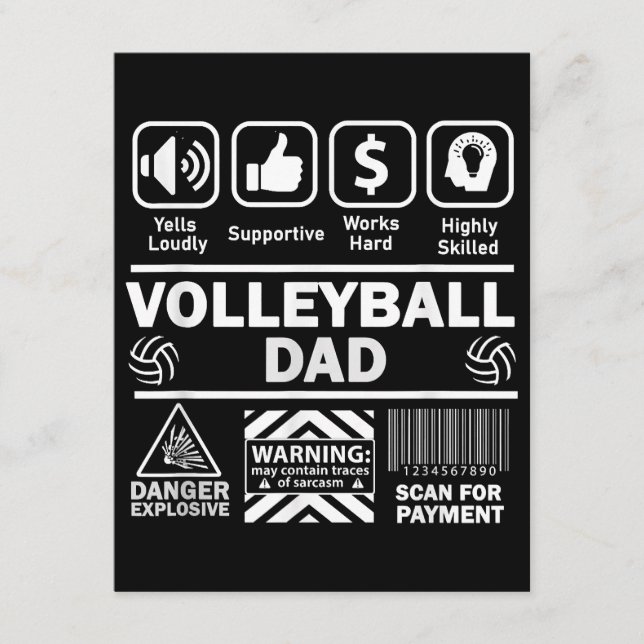 Volleyball Pappa Funny Innehåll i Idrotten Far Tilläggskort (Framsida)