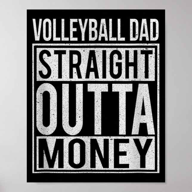 Volleyball Pappa Rak Outta Money I Roligt Poster (Framsidan)
