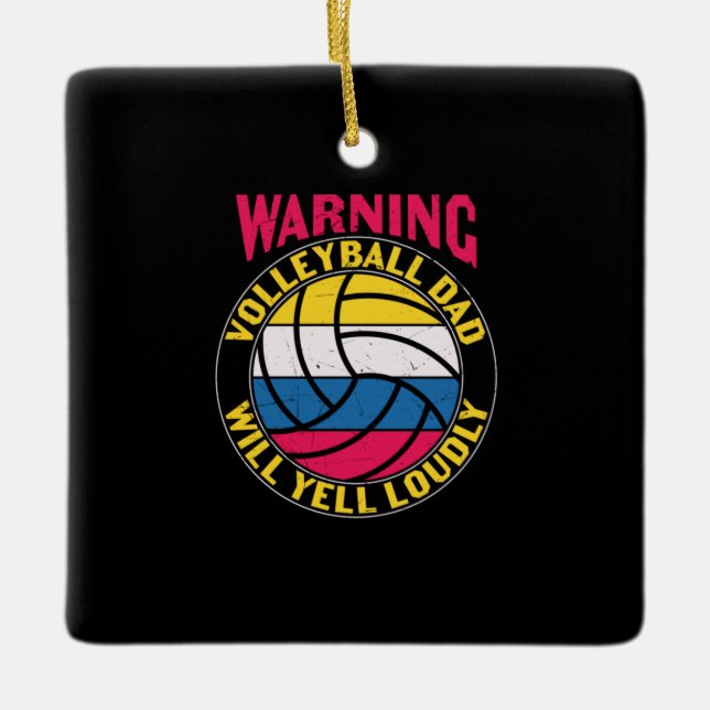 Volleyball Pappa Yell Louely Julgransprydnad Keramik (Framsida)