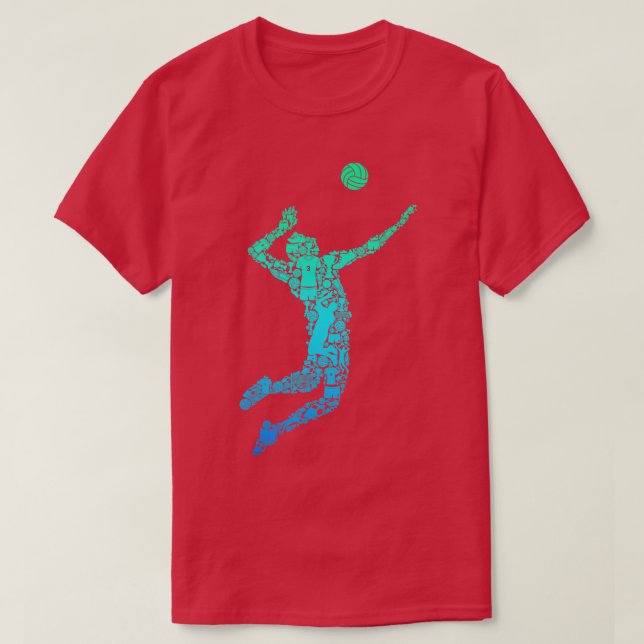 Volleyball Player Boys Men Youth  T Shirt (Design framsida)