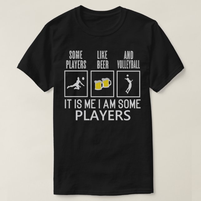 Volleyball Player dricker öl Volleyball Funny Gift T Shirt (Design framsida)