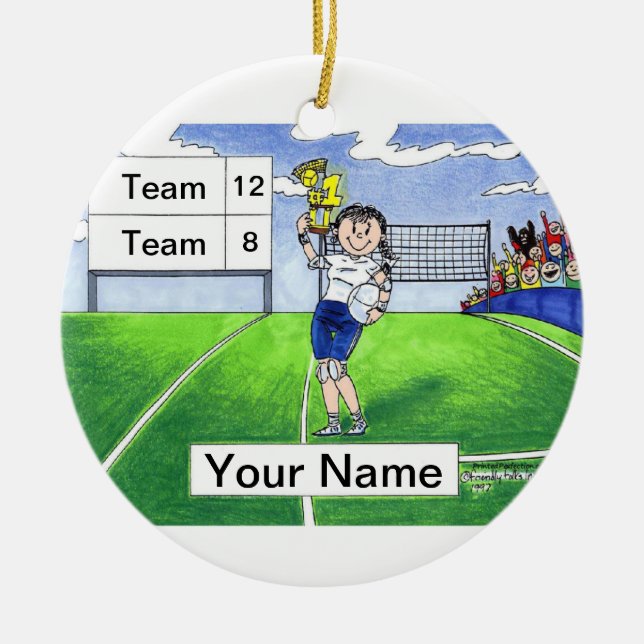 Volleyball Player - Female Julgransprydnad Keramik (Framsidan)