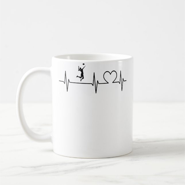 Volleyball Player Heartbeat Volleyball Team Volley Kaffemugg (Vänster)