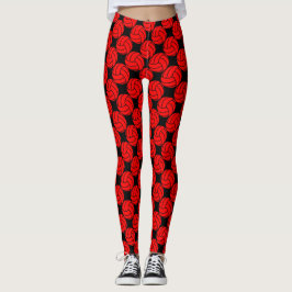 Volleyball Player Red and Black Volleyball Sports Leggings