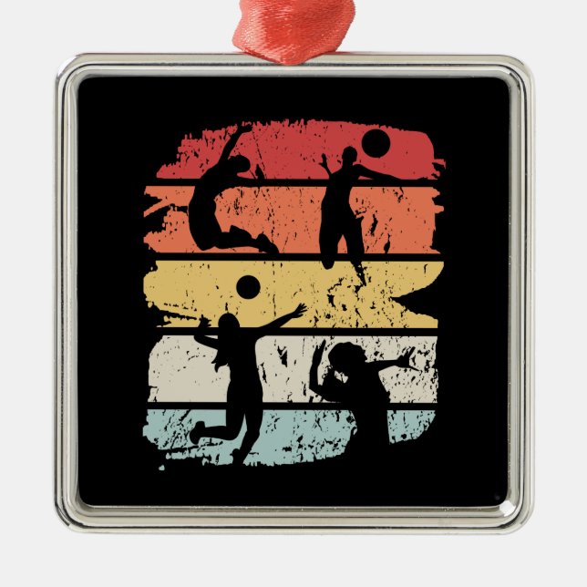 Volleyball Player Retro Julgransprydnad Metall (Framsidan)