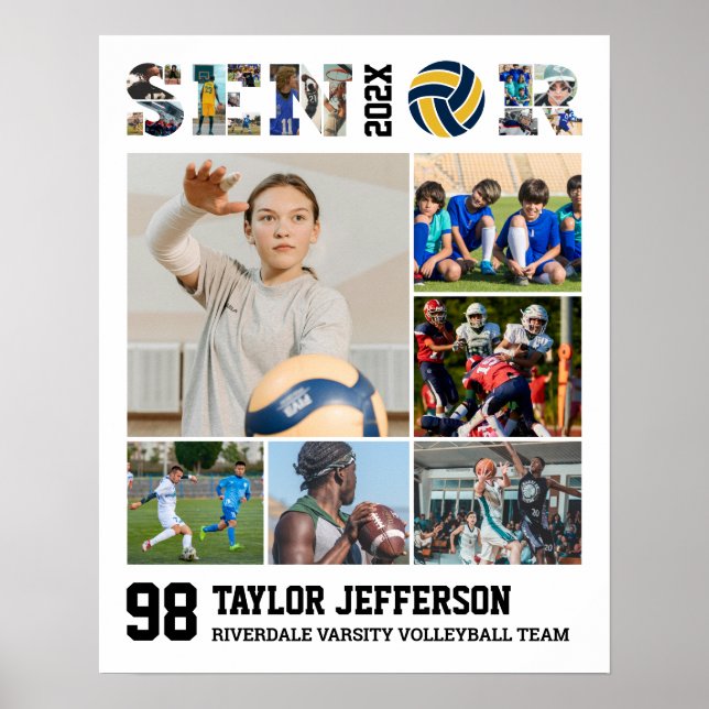 Volleyball Player Senior Sports Team Photo Collage Poster (Framsidan)