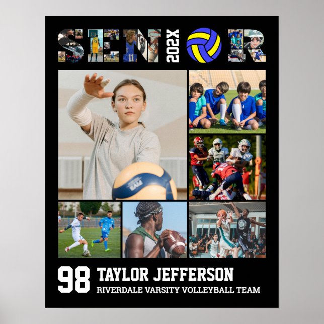 Volleyball Player Senior Sports Team Photo Collage Poster (Framsidan)