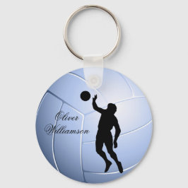 Volleyball Player Silhouette and Ball personalize Nyckelring