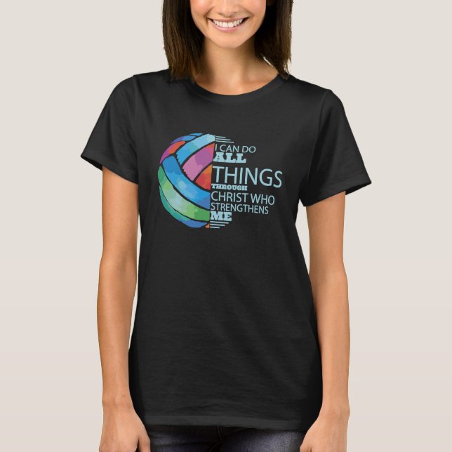 Volleyball Player Team Bible Verse Do All Sak C T Shirt (Framsida)