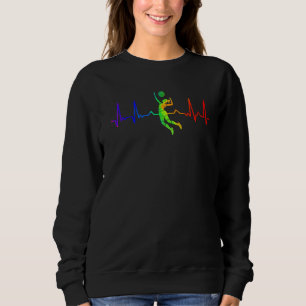 Volleyball Player Team Heartslag Pulse Rainbow Vin T Shirt