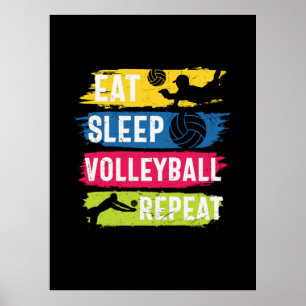 Volleyball Player   Upprepning av sömn Volleyball Poster