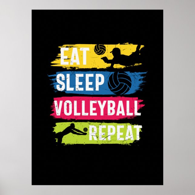 Volleyball Player | Upprepning av sömn Volleyball Poster (Framsidan)