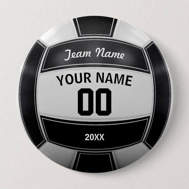Volleyball Player's Namn Year Team Black and White Knapp (Framsida)