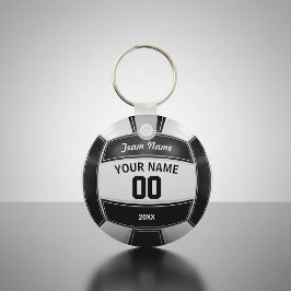 Volleyball Player's Namn Year Team Black and White Nyckelring
