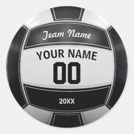 Volleyball Player's Namn Year Team Black and White Runt Klistermärke