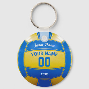 Volleyball Player's Namn Year Team Blue and Gult Nyckelring