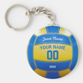 Volleyball Player's Namn Year Team Blue and Gult Nyckelring