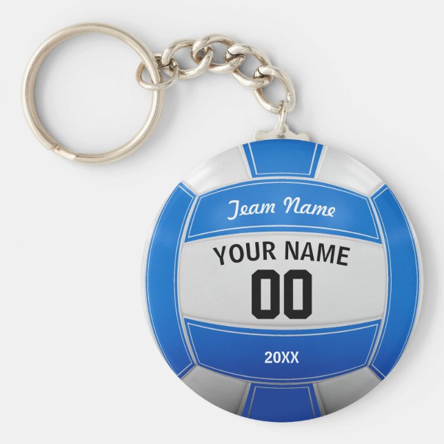 Volleyball Player's Namn Year Team Blue Nyckelring (Framsidan)