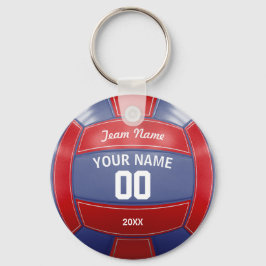 Volleyball Player's Namn Year Team Red and Blue Nyckelring
