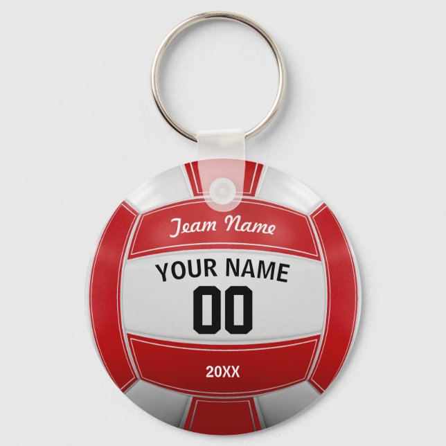 Volleyball Player's Namn Year Team Red Nyckelring (Framsida)