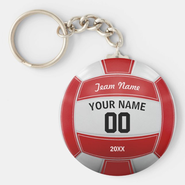 Volleyball Player's Namn Year Team Red Nyckelring (Framsidan)