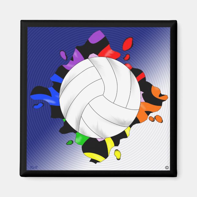 Volleyball Rainbow Stänk Magnet (Framsidan)