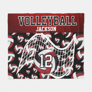 Volleyball - Red, Black and White Fleece Blanket
