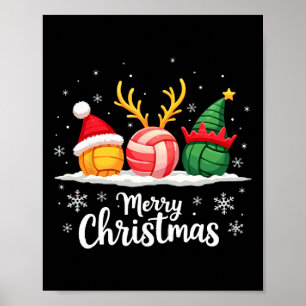 Volleyball Reindeer Santa Elf God jul Julafton Poster