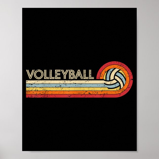 Volleyball Retro Coola Vintage Tonåringar Vuxnas V Poster (Framsidan)