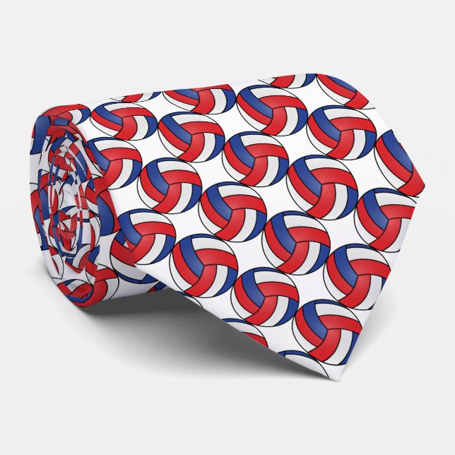 Volleyball - Röd, vit och blå Slips (Rullad)