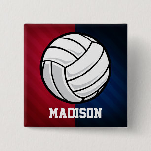 Volleyball; Röd, Vit och Blått Knapp
