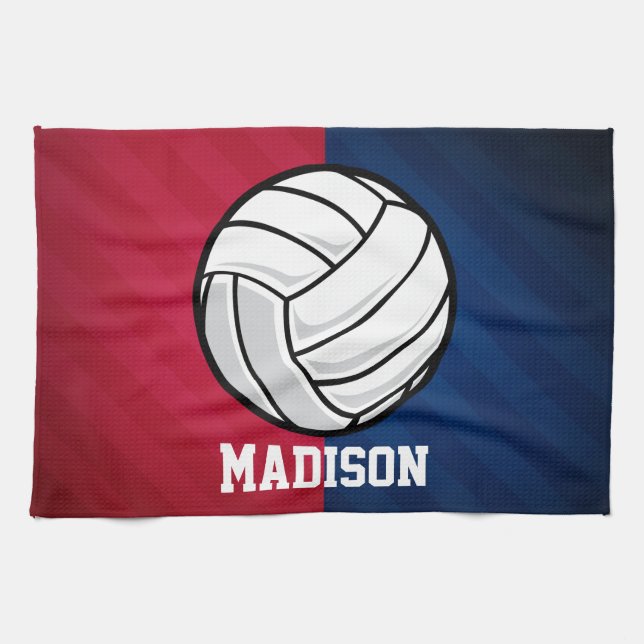 Volleyball; Röd, Vit och Blått Kökshandduk (Horisontell)