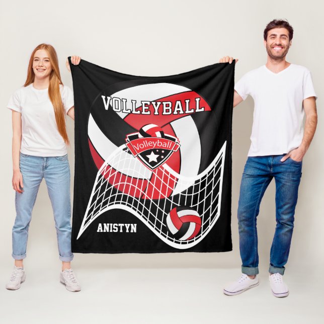 Volleyball 🏐 - Röd, vit och svart Fleecefilt (På plats)