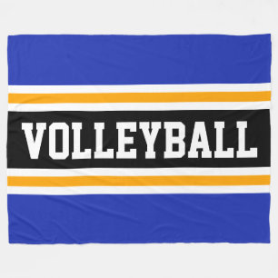 VOLLEYBALL Roligt Navy Blue Gult Black Rand Fleecefilt