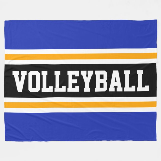 VOLLEYBALL Roligt Navy Blue Gult Black Rand Fleecefilt (Framsidan (Horisontell))